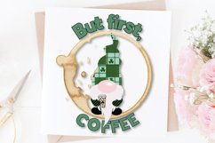 Green Coffee Gnome with Clovers Sublimation Design Product Image 2