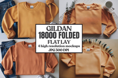 Gildan 18000 Sand Folded Flat Lay Mockups Product Image 1