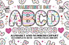 Valentine Alphabet Clip Art, valentines day letters doodle Product Image 1