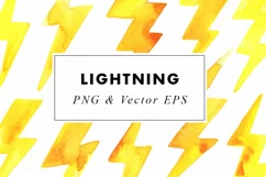Watercolor Lightning ClipArt Paintings in PNG & Vector EPS Product Image 3