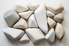 Smooth white pebbles collection on white background Product Image 1
