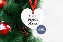 Christmas Heart Ornament Mockup, Sublimation Ornament Mockup Product Image 4