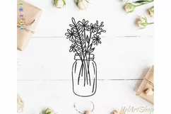 Mason Jar svg, Wildflowers Bouquet svg, Botanical svg Product Image 3