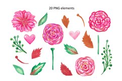 Pink flowers and greenery clipart Product Image 1