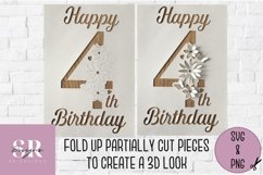 3D 4th Birthday card | Paper cutting | birthday card SVG Product Image 2