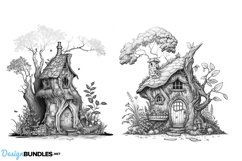 Procreate, Fairy houses coloring projects, 8 detailed design Product Image 2