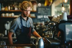 Attractive man barista. Generate Ai Product Image 1