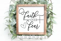 Faith Over Fear - Cross - Christian Cutting File SVG DXF Product Image 2