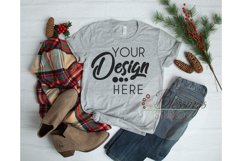 Christmas Gray TShirt Bella Canvas Mockup 3001 Unisex Shirt Product Image 1