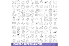 100 food shopping icons set, outline style Product Image 1