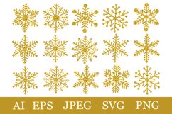 Snowflakes gold glitter. Snowflakes SVG. Snowflakes graphic Product Image 1