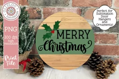 Merry Christmas Round | Sublimation Round Door Hanger Product Image 2