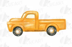 Watercolor Christmas truck clip art. Retro trucks decoration Product Image 16
