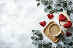 Valentine Mockup Background, Love Hearts Mock Up Flat Lay Product Image 1