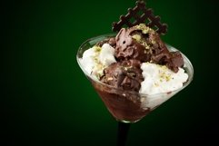 Ice cream in a glass on a dark backlit background Product Image 1