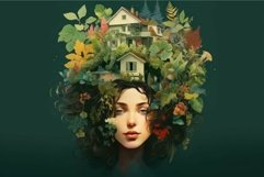 Nature's embrace: woman and flora fantasy portrait Product Image 1
