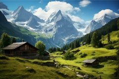 Picturesque Swiss alps path. Generate Ai Product Image 1