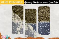 Denim leopard and lace 20 Oz. Skinny Tumbler Product Image 1