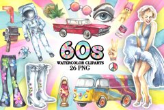 60s clipart png watercolor clipart Product Image 1