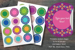 60's Retro Style Frame Round Labels 12 pcs per paper