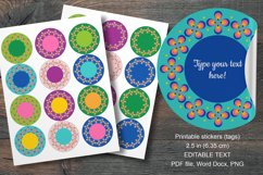60's Retro Style Frame Round Labels 12 pcs per paper