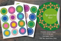 60's Retro Style Frame Round Labels 12 pcs per paper