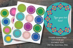 60's Retro Style Frame Round Labels 12 pcs per paper
