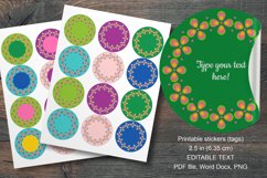 60's Retro Style Frame Round Labels 12 pcs per paper