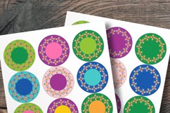 60's Retro Style Frame Round Labels 12 pcs per paper