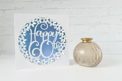 Happy 60th Birthday Card SVG With Pop up Flowers Product Image 2