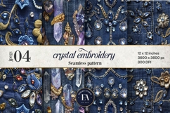 Navy Crystal Embroidery | Luxury Denim Fabric Texture Product Image 1