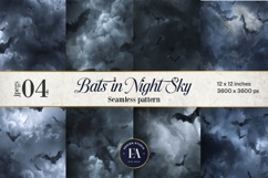 Bats Night Sky Pattern, Dark Gothic Bat Seamless Paper Product Image 1