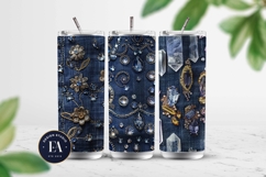 Navy Crystal Embroidery | Luxury Denim Fabric Texture Product Image 2