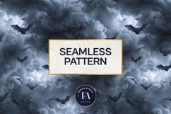 Bats Night Sky Pattern, Dark Gothic Bat Seamless Paper Product Image 3