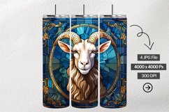Goat Stained Glass Square Coaster - 04 Variations Product Image 1