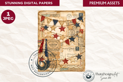Vintage Patriotic 4th of July Junk Journal digital paper Product Image 1