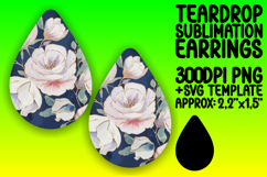 Fresh Teardrop Earrings Artwork PNG , Flower Pattern Product Image 1
