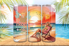 Tropic like it's hot summer girl beach Tumbler Wrap PNG Subl Product Image 1