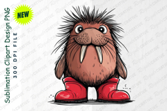 Cartoon Walrus Character Wearing Red Boots Adorable Clipart Product Image 1