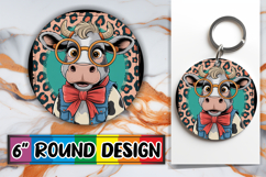 Whimsical Keychain Circle Designs PNG, Cute Cow Product Image 1