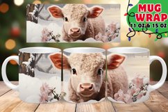 Pink CHRISTMAS Fantasy 11oz 15oz Wrap, Cute Cow Product Image 1