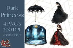 Dark Enchanted Princesses, Gothic Fairy Tale Clipart PNG Product Image 1