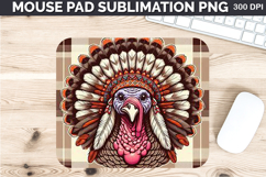 Watercolor Turkey Mouse Pad Sublimation - Thanksgiving PNG Product Image 1