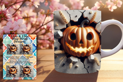 Radiant 15oz Mug Wrap Png Template , 3D Pumpkin Product Image 1