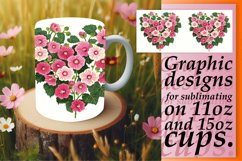 Floral Heart Mug Wrap Sublimation Spring Art Product Image 1