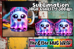 Sweet memories 11oz 15oz sublimation wrap, 3D Cute Ghost Product Image 1