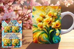 Chic 11oz Mug Wrap Png Template , Flowers Product Image 1