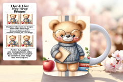 Sublimation 15oz Mug Wrap Png Design , Teddy Bear Product Image 1