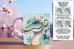 Lovely 15oz Mug Wrap Png Artwork , Cute Dino Product Image 1