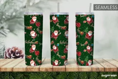 Christmas Santa Tumbler Wrap | Glitter Sublimation | PNG Product Image 1